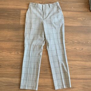 Grey and sky blue checkered Uniqlo pants in size small.